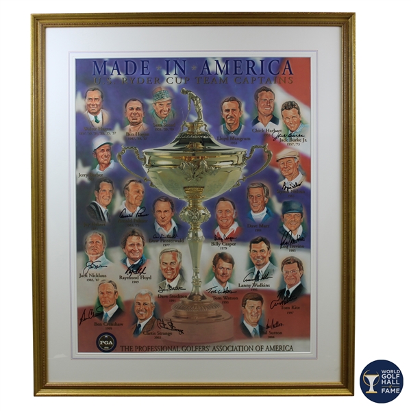 US Ryder Cup Team Captains Multi-Signed Made in America Framed Print - World Golf Hall of Fame Collection JSA ALOA