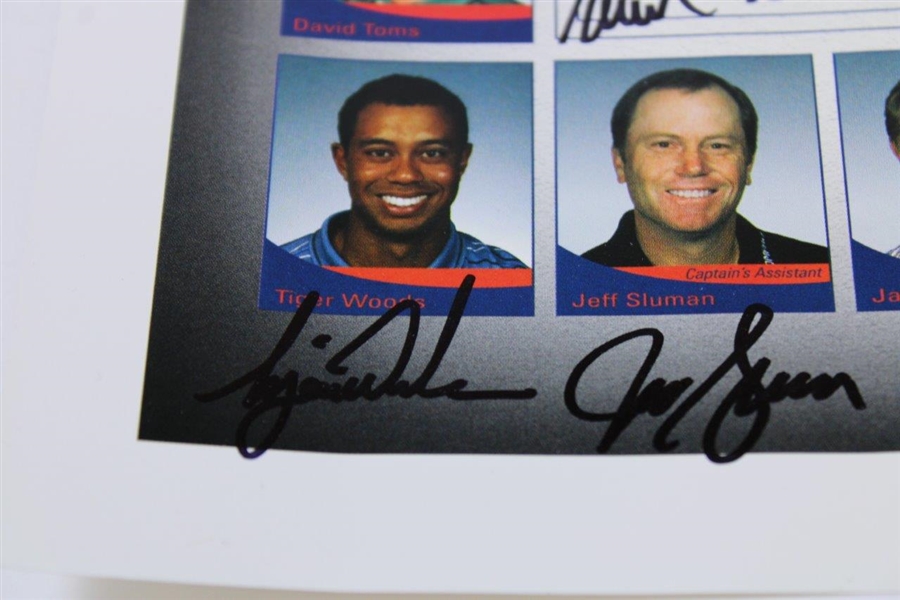 Tiger Woods , Mickelson, & Team USA Signed 2003 President's Cup Poster - World Golf Hall of Fame Collection JSA ALOA