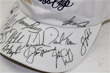 Woods, Nicklaus & US President's Cup Team Signed White Logo Hat - World Golf Hall of Fame Collection JSA ALOA