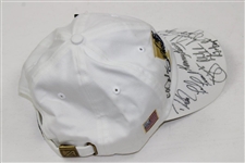 Woods, Nicklaus & US President's Cup Team Signed White Logo Hat - World Golf Hall of Fame Collection JSA ALOA