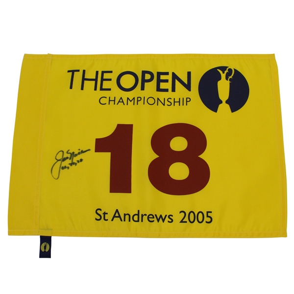 Jack Nicklaus Signed 2005 The OPEN at St Andrews Flag with Years Won Notation JSA ALOA