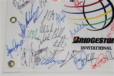 Multi-Signed Bridgestone at Firestone Embroidered Flag JSA ALOA