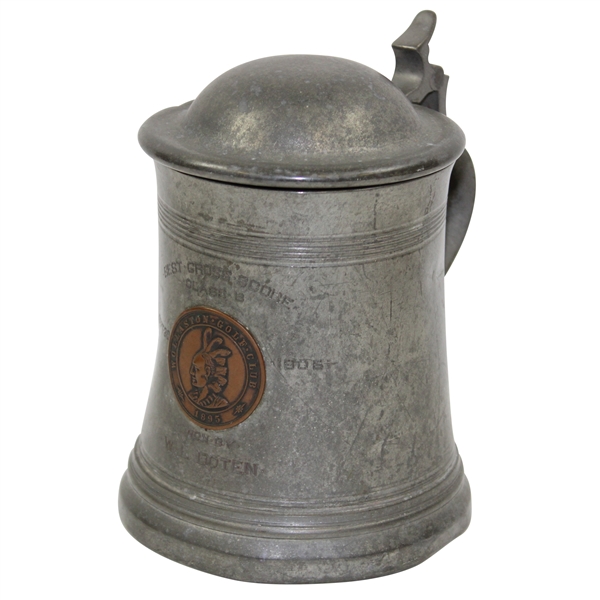 1905 Wolloston Golf Club Best Gross Score Class B Pewter Winners Mug Won by W.L. Doten