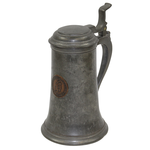 1905 Wolloston Golf Club Best Net Score Class B Pewter Winners Stein Won by W.L. Doten