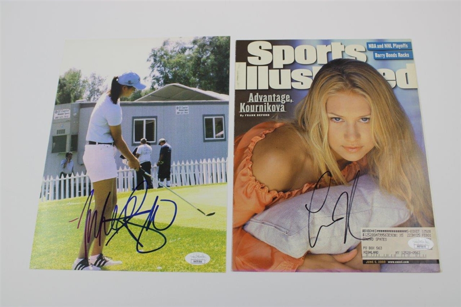 Annika Sorenstam Signed Golf For Men Magazine JSA #PP58208 , Michelle Wie Signed Photo JSA #NN70566, And Anna Kournikova Signed 2000 Sports Illustrated  JSA #NN70655