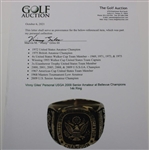 Vinny Giles' Personal USGA 2009 Senior Amateur at Beverly Champions 14k Ring