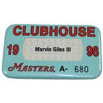1996 Masters Tournament Clubhouse Badge #A-680 - Marvin Giles III
