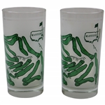 Lot of Two (2) Classic Masters Course Layout with Scorecard Frosted Drinking Glasses