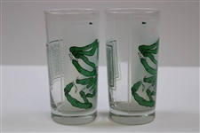 Lot of Two (2) Classic Masters 'Course Layout with Scorecard' Frosted Drinking Glasses