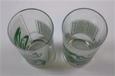 Lot of Two (2) Classic Masters 'Course Layout with Scorecard' Frosted Drinking Glasses