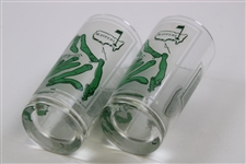 Lot of Two (2) Classic Masters 'Course Layout with Scorecard' Frosted Drinking Glasses