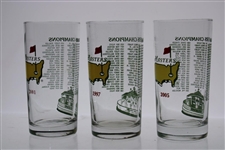 Three (3) Masters Commemorative Glasses from Tiger Wins - 1997, 2001 & 2005