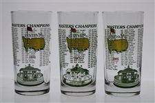 Three (3) Masters Commemorative Glasses from Tiger Wins - 1997, 2001 & 2005