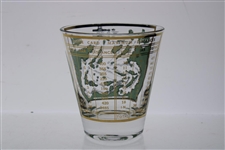 Classic Gold Foil Trimmed Masters Course Layout with Scorecard Rocks Glass