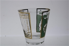Classic Gold Foil Trimmed Masters Course Layout with Scorecard Rocks Glass