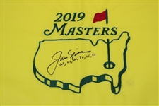 Jack Nicklaus Signed 2019 Masters Embroidered Flag with Years Won Notation JSA ALOA