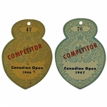 1946 & 1947 Canadian Open Competitor Badges - #47 & #76