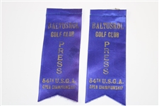 1954 US Open at Baltusrol Two Press Ribbons, Two Grounds/Clubhouse Badges & Guest Badge