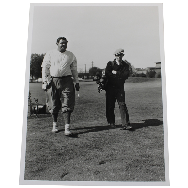 Babe Ruth with Golf Club & Caddie Photo