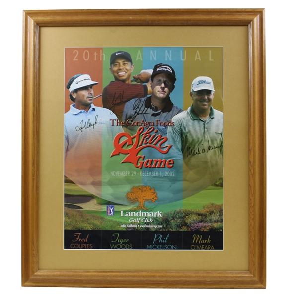 Tiger Woods, Mickelson, Couples, & O'Meara Signed 2002 Skins Game Poster - Framed JSA ALOA