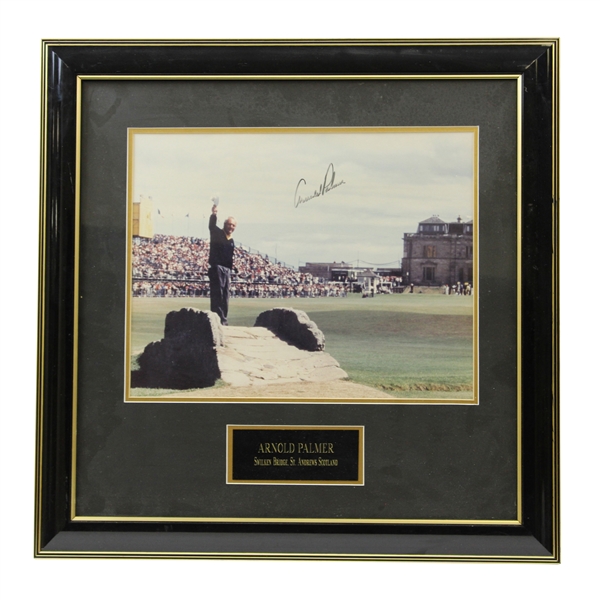 Arnold Palmer Signed Swilken Bridge, St. Andrews Scotland Photo - Framed JSA ALOA