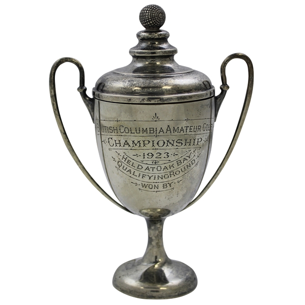 1923 British Columbia Amateur Championship at Oak Bay Qualifying Round Sterling Silver Trophy with Lid