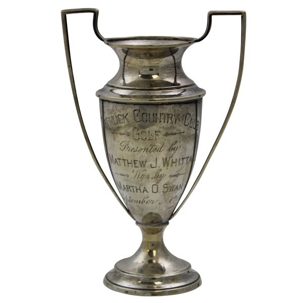 1914 Tatnuck Country Club Sterling Silver Trophy Presented by Mrs. Matthew J. Whittall Won By Martha O. Swan