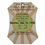 1926 US Amateur Championship at Baltusrol GC Saturday Final Rd Full Ticket - Great Condition