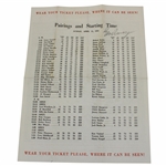 Gene Sarazen Signed 1954 Masters Tournament Sunday Pairing Sheet - Fold Creases JSA ALOA