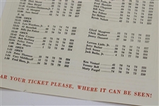 Gene Sarazen Signed 1954 Masters Tournament Sunday Pairing Sheet - Fold Creases JSA ALOA
