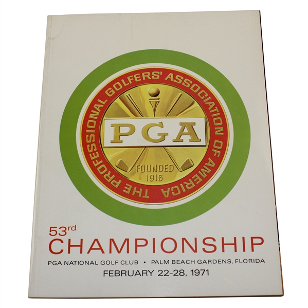 1971 PGA Championship at PGA National Golf Club Official Program - Jack Nicklaus Win