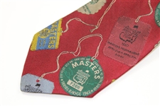Classic Augusta National Golf Club Silk Red /Badges/Tickets' Themed Neck Tie - Used