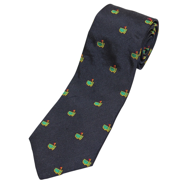 Classic Augusta National Golf Shop Silk Navy with Logos Neck Tie - Used