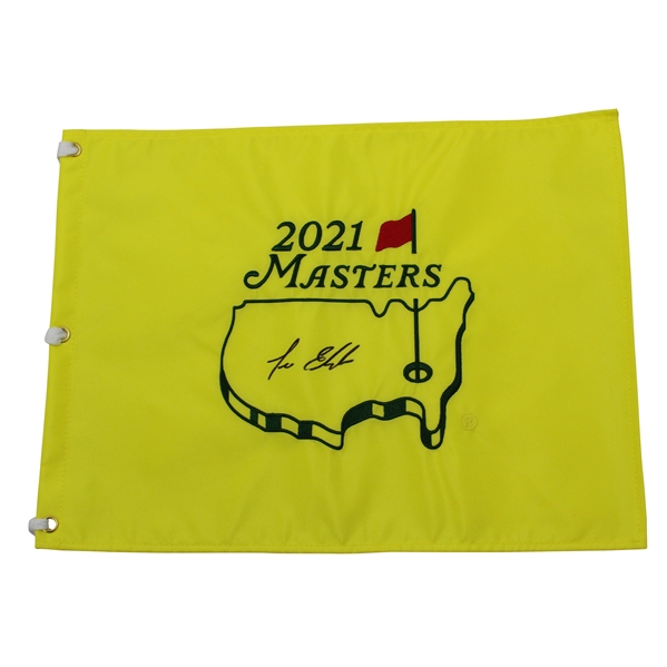 Lee Elder Signed 2021 Masters Tournament Embroidered Flag JSA ALOA