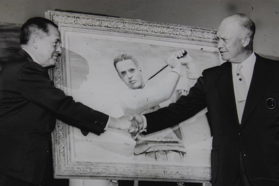 Bobby Jones Gifted Dwight Eisenhower Painting M. Johnson Photo From Jean Marshall with Gordin Letter