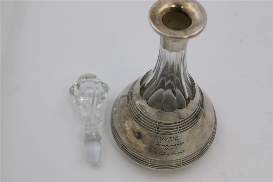 1916 R.I.G.A. Championship Beaten Eight Sterling Overlay Decanter