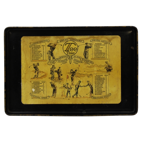 Bobby Jones “Great Golfers Tee Time” Grand Slam & Major Winners List Metal Tray