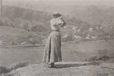 Vintage Female Golfer H. Randall & Co. Cabinet Card From New Haven Conn.