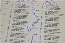 Joe Dimaggio, Yogi Berra, Joe Namath & others Signed 1975 American Airlines Pairing Sheets JSA ALOA