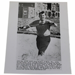 Doug Sanders at British Amateur 1956 Wire Photo - Jokingly Attempting To Break Putter