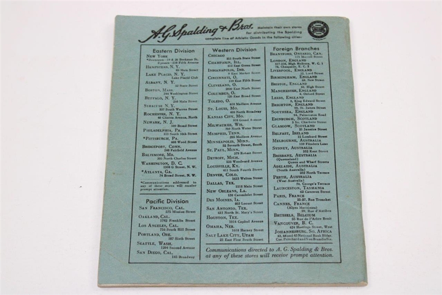 1933 A.G. Spalding & Bros Spring/Summer Complete Trade Price List Booklet