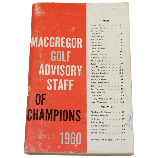1960 Macgregor Golf Advisors Staff of Champions Booklet