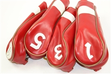 Classic Set of Four (4) Jack Nicklaus Golden Bear Golf Club Head Covers - Red with White 