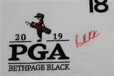 Champion Brooks Koepka Signed 2019 PGA at Bethpage Black Embroidered Flag JSA #Z91764