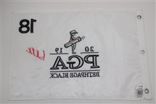 Champion Brooks Koepka Signed 2019 PGA at Bethpage Black Embroidered Flag JSA #Z91764