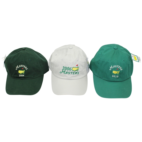 2004, 2006, & 2010 Masters Tournament Dated Caddy Hats - Unused