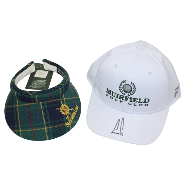 Ernie Els Signed Muirfield White Hat with St. Andrews Visor JSA ALOA