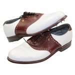 Payne Stewarts Personal Pair of White with Brown Footjoy Classics Golf Shoes - Size 12c
