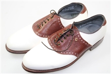 Payne Stewart's Personal Pair of White with Brown Footjoy Classics Golf Shoes - Size 12c