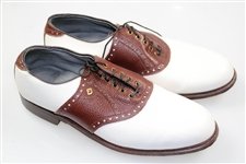Payne Stewart's Personal Pair of White with Brown Footjoy Classics Golf Shoes - Size 12c